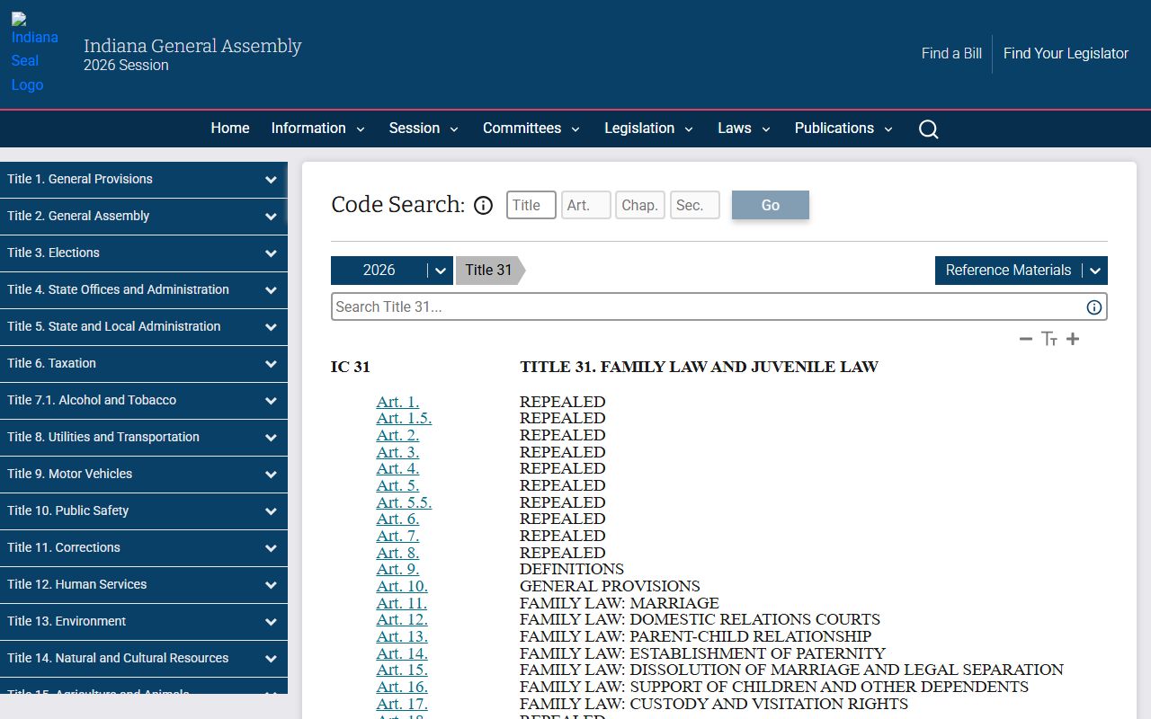 Wells County court records Indiana Code Title 31 source