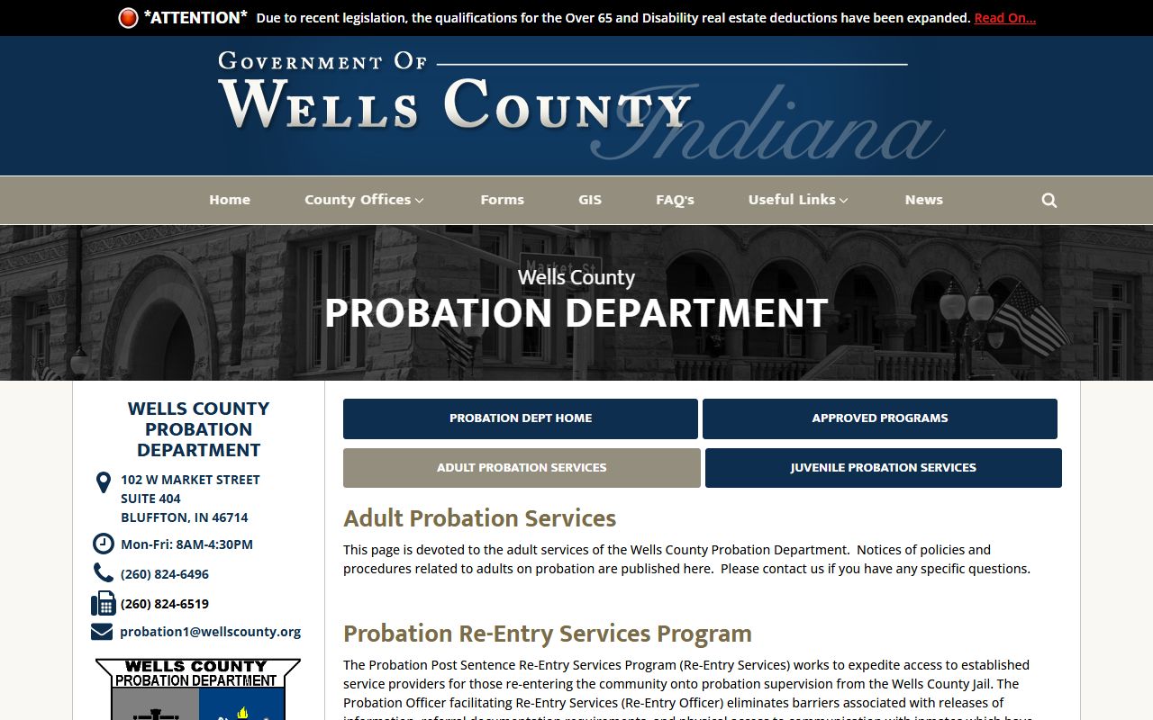 Wells County criminal court records adult probation services source