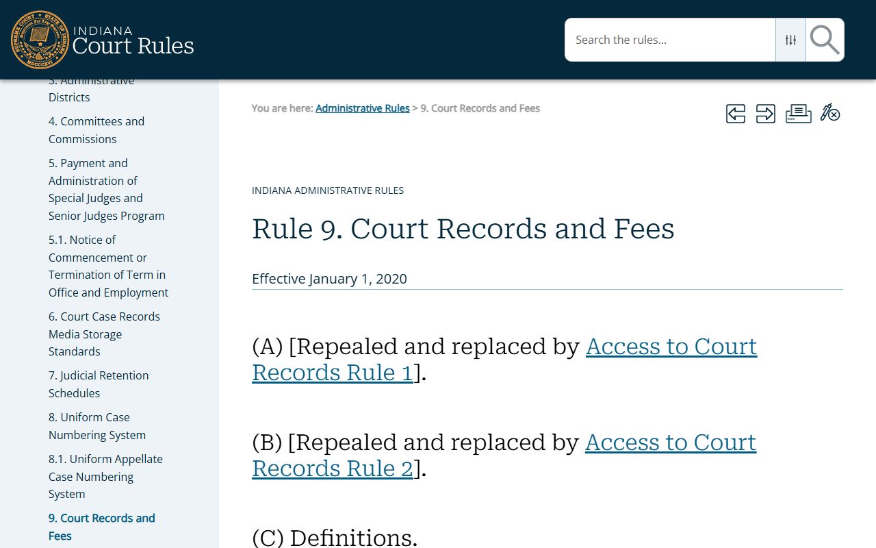 Wells County court records Indiana Administrative Rule 9