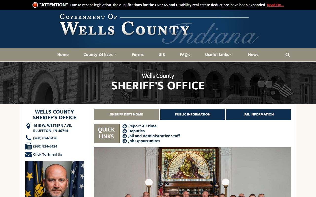 Wells County inmate records sheriff office page