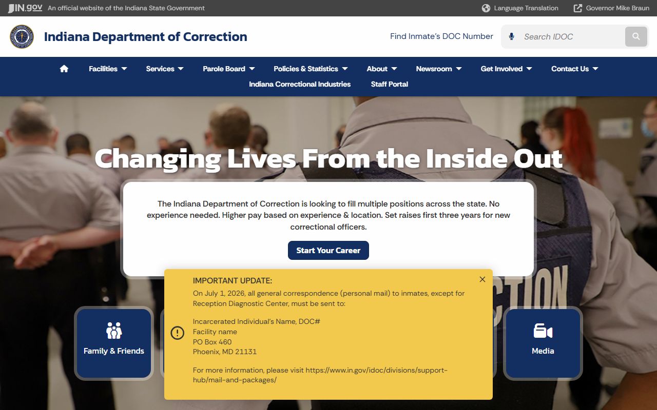 Wells County inmate records Indiana Department of Correction source