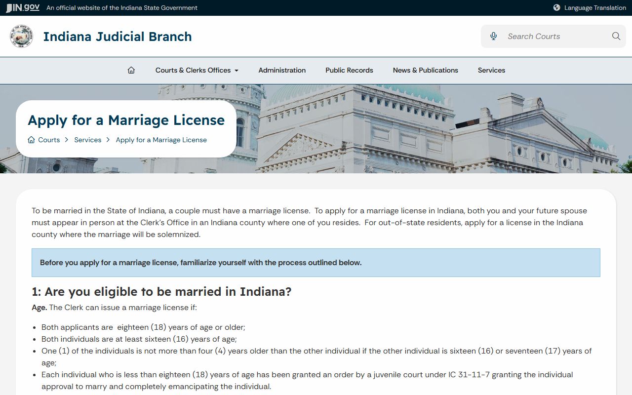 Wells County marriage records Indiana marriage license process